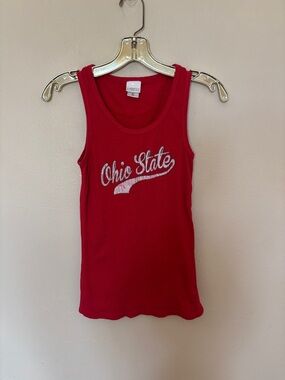 J. America Red Ohio State Script Ribbed Tank